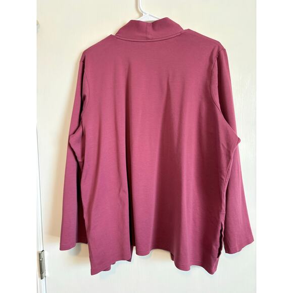 L.L Bean Open Front Cardigan Pink Rose 100% Pima Cotton Pockets 2X Preppy - Picture 2 of 5